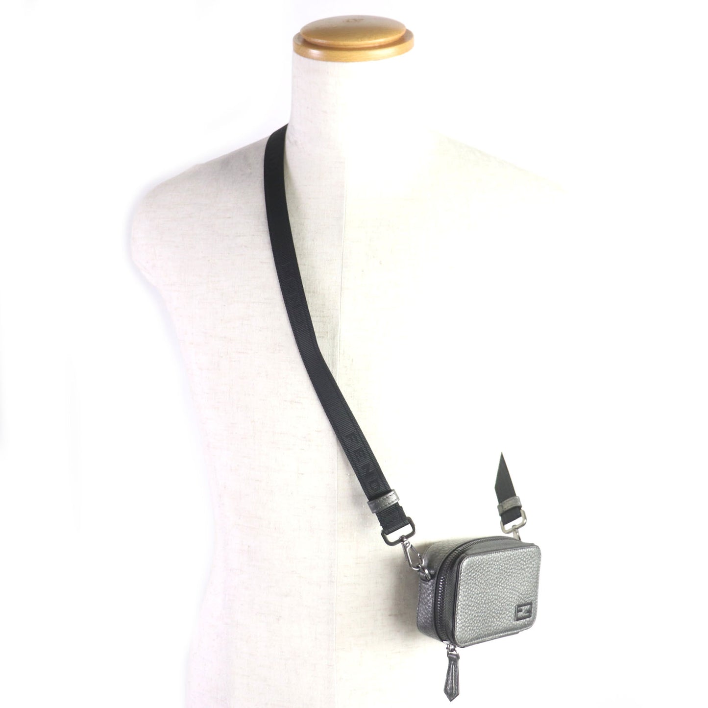FENDI Shoulder Bag 7M0344 leather Graphite, GRAPHITE/RUBLS Mini camera bag