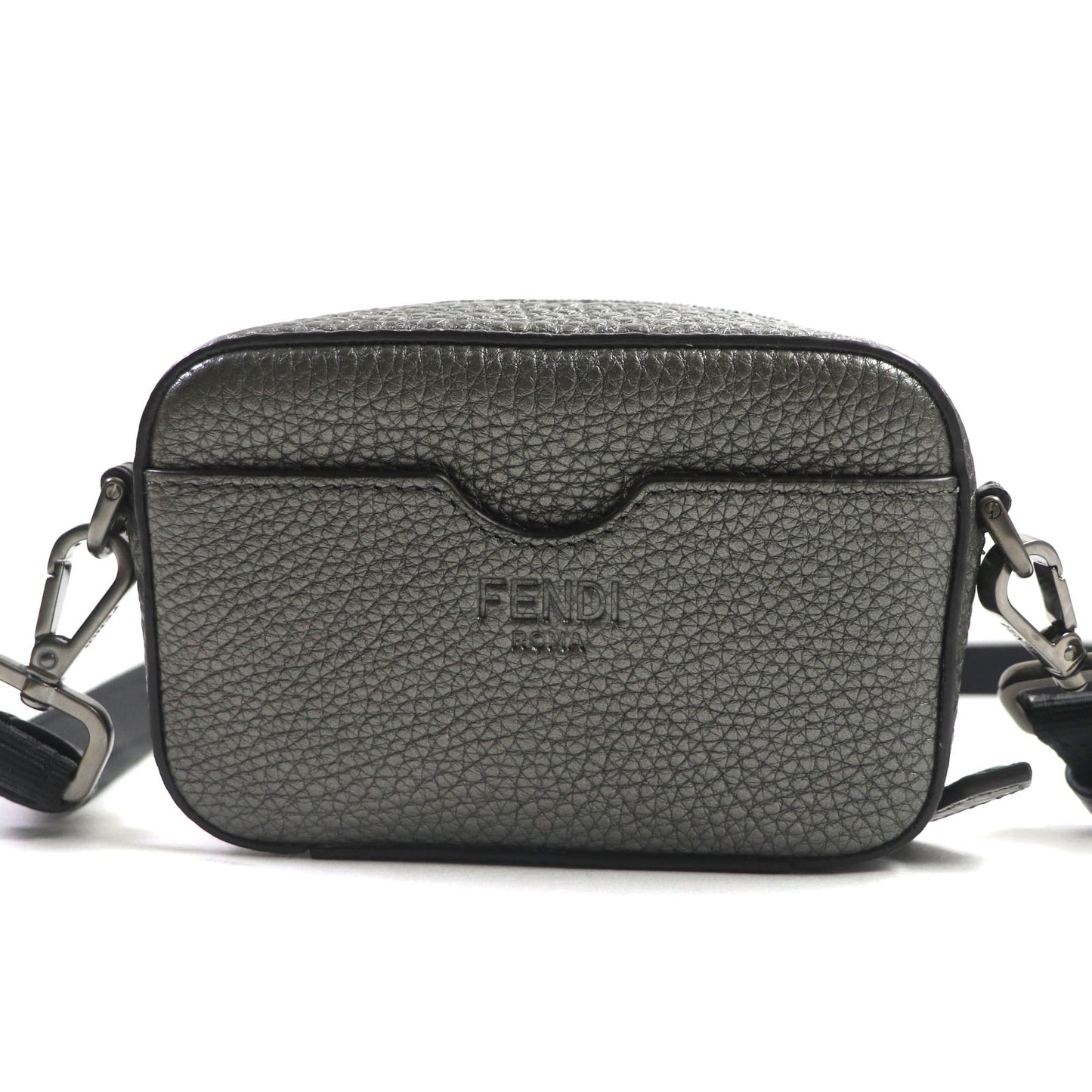 FENDI Shoulder Bag 7M0344 leather Graphite, GRAPHITE/RUBLS Mini camera bag