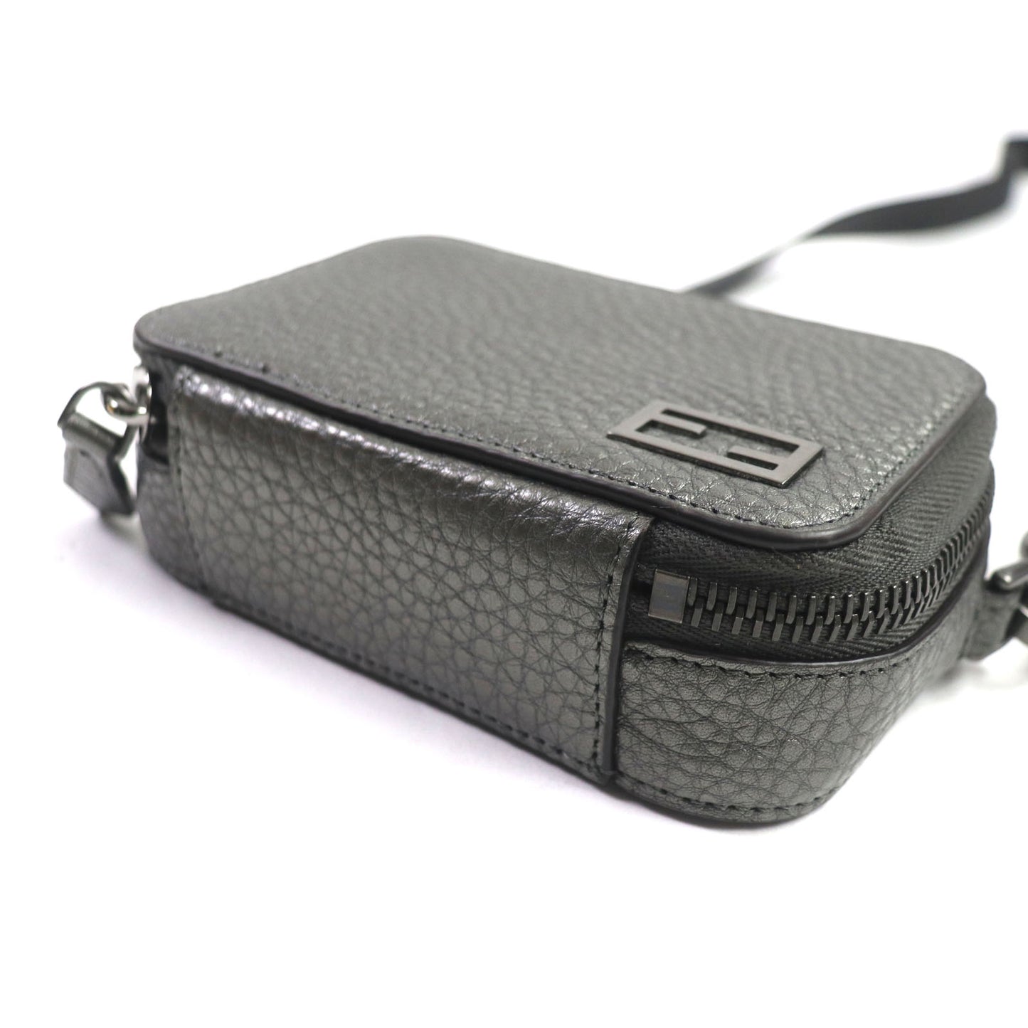 FENDI Shoulder Bag 7M0344 leather Graphite, GRAPHITE/RUBLS Mini camera bag