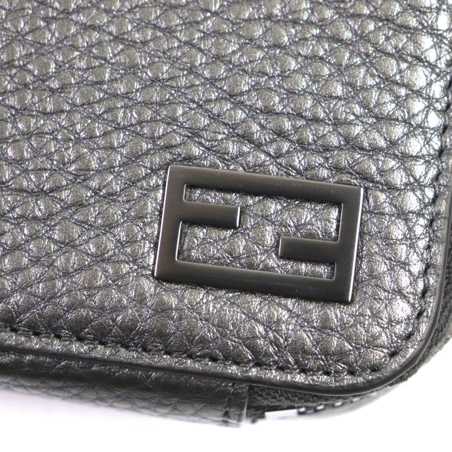 FENDI Shoulder Bag 7M0344 leather Graphite, GRAPHITE/RUBLS Mini camera bag
