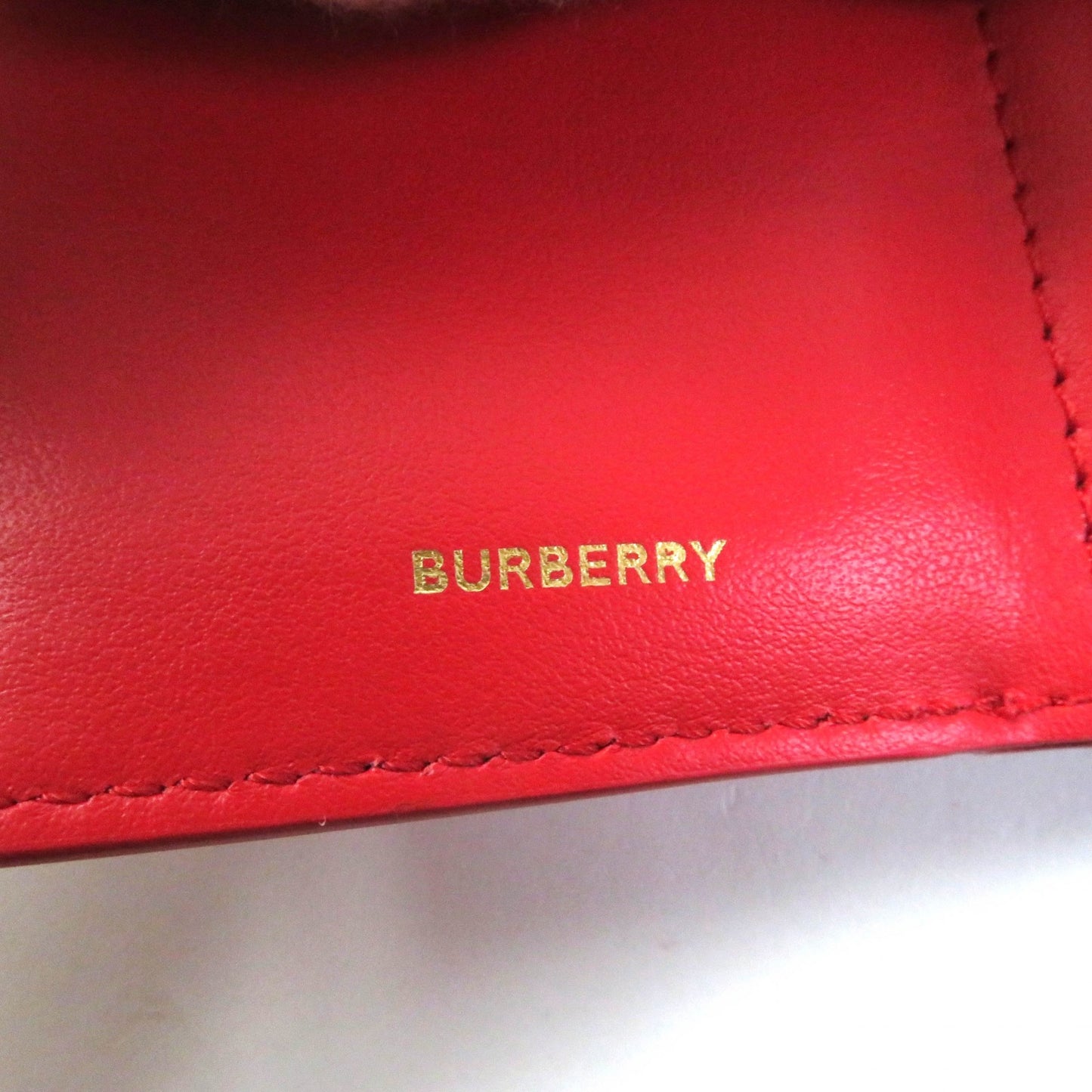 BURBERRY Tri-fold wallet leather Red