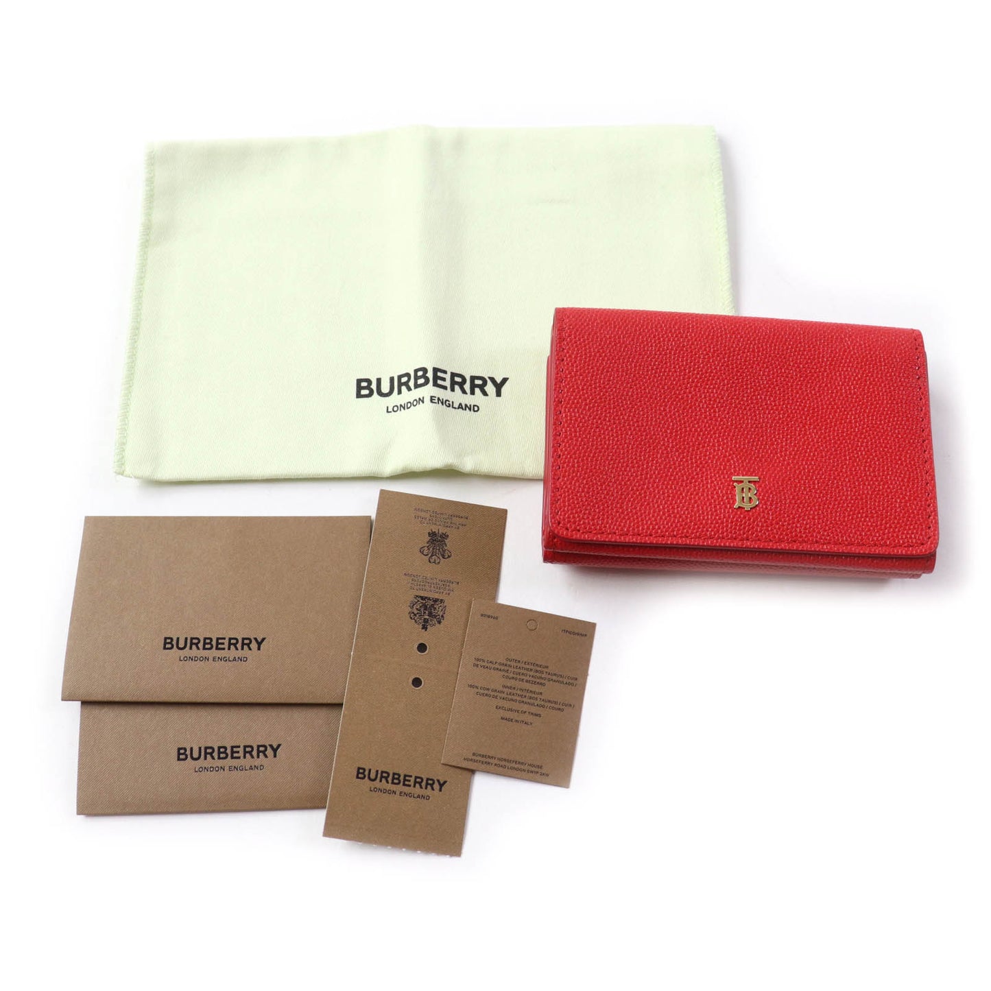 BURBERRY Tri-fold wallet leather Red