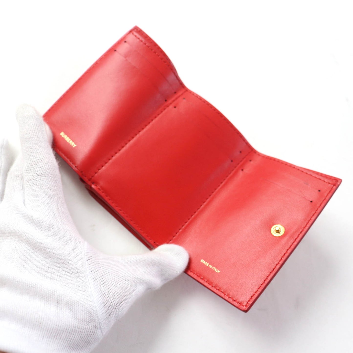 BURBERRY Tri-fold wallet leather Red