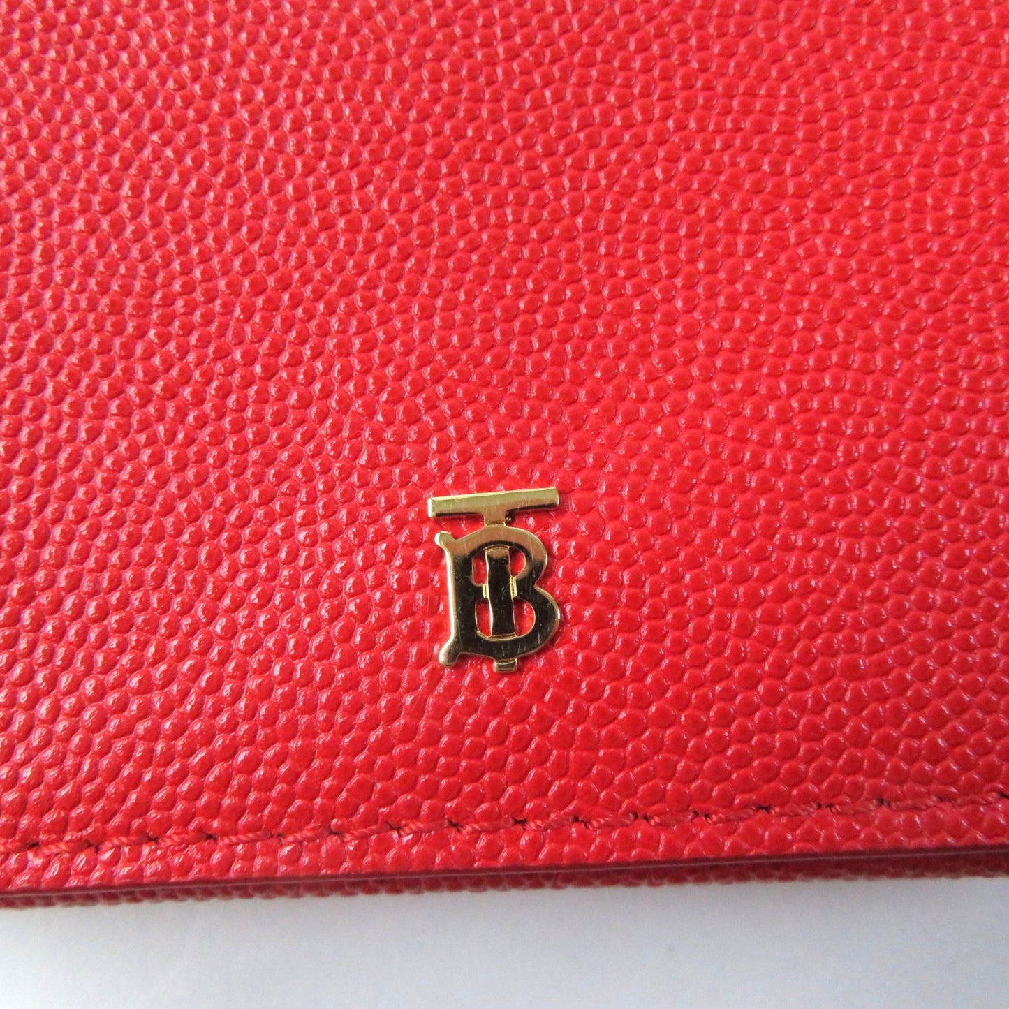BURBERRY Tri-fold wallet leather Red