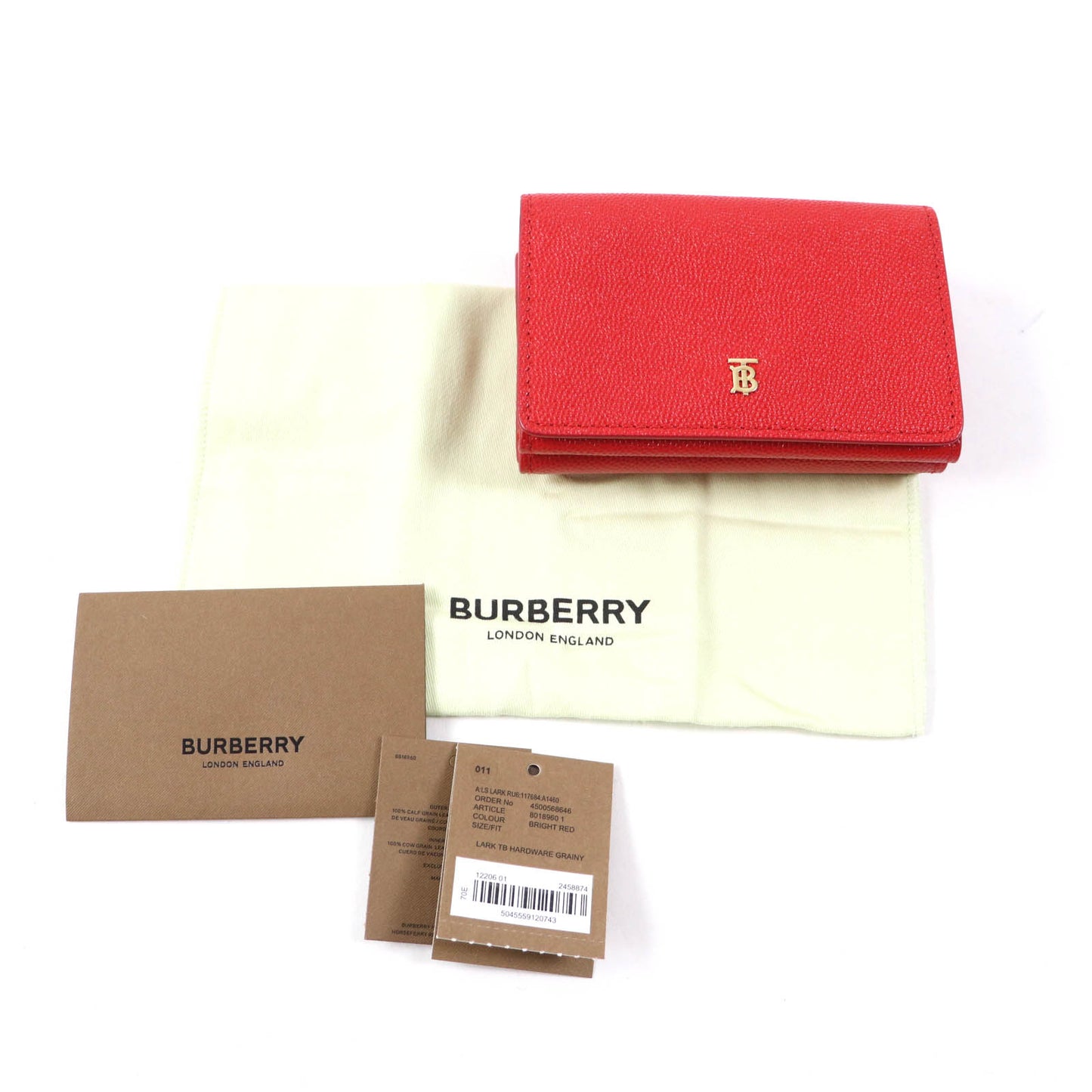 BURBERRY Tri-fold wallet leather Red