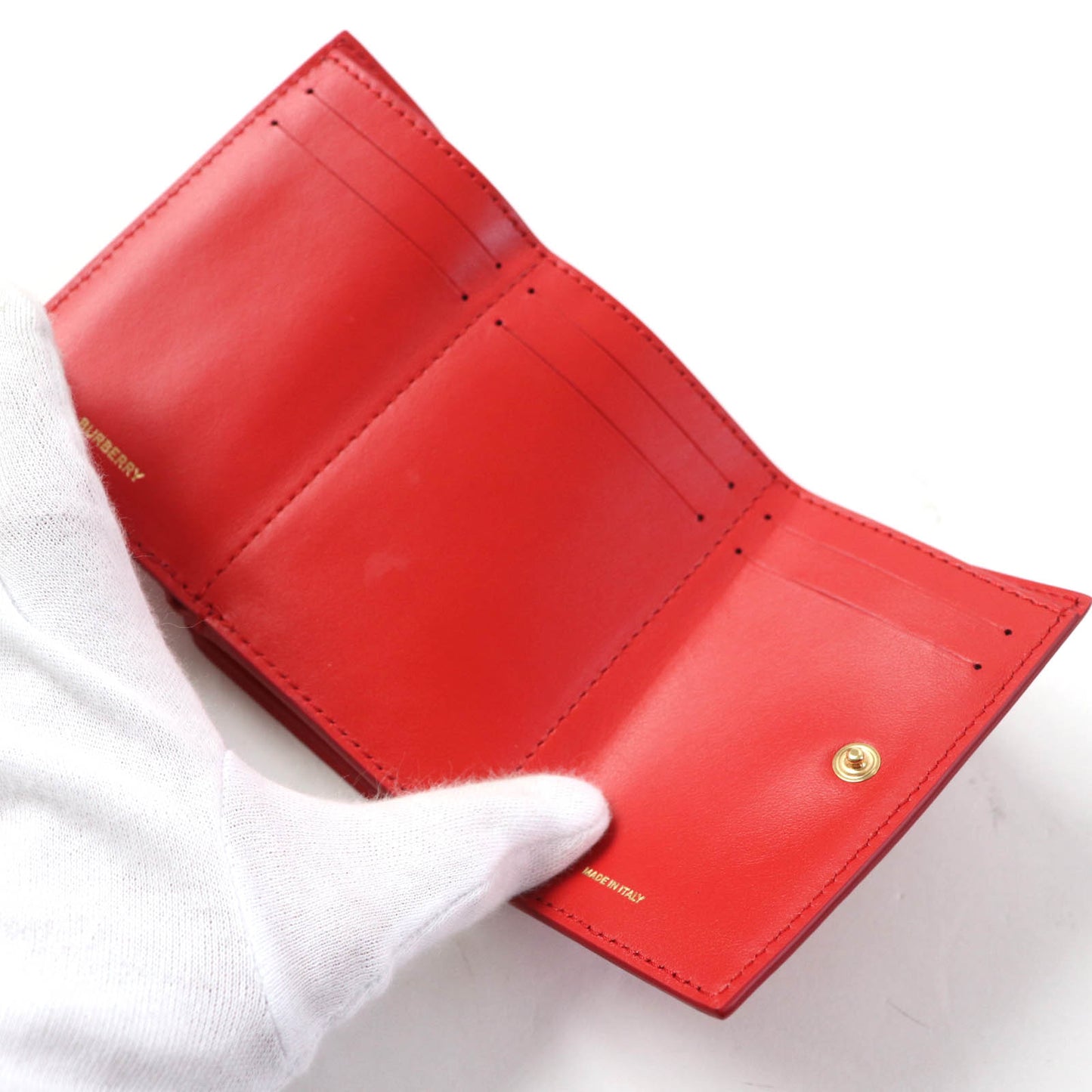 BURBERRY Tri-fold wallet leather Red