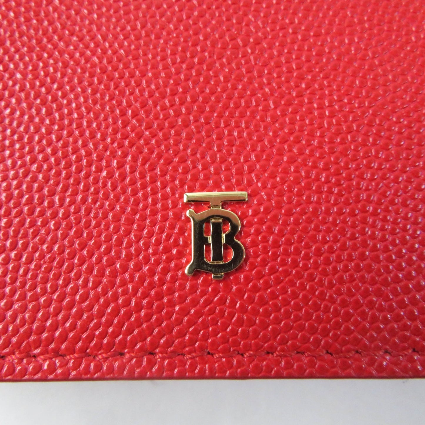 BURBERRY Tri-fold wallet leather Red