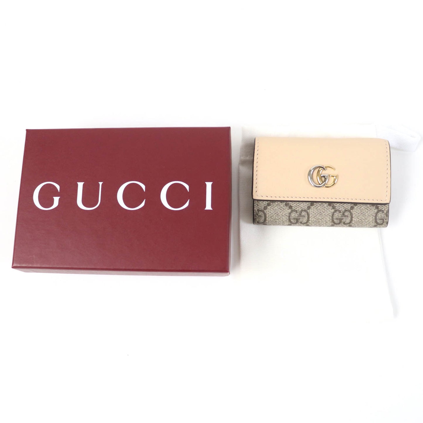 GUCCI Key case Key holder 795649 leather beige Double G Key case Key holder