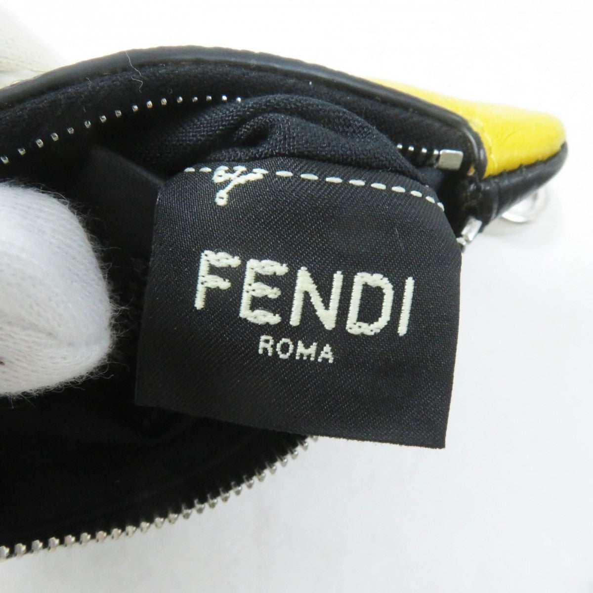 FENDI Coin case leather yellow Bugseye