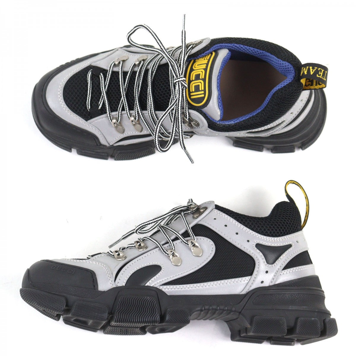 GUCCI sneakers Calf leather Gray type Flashtrek Flashtrek 7