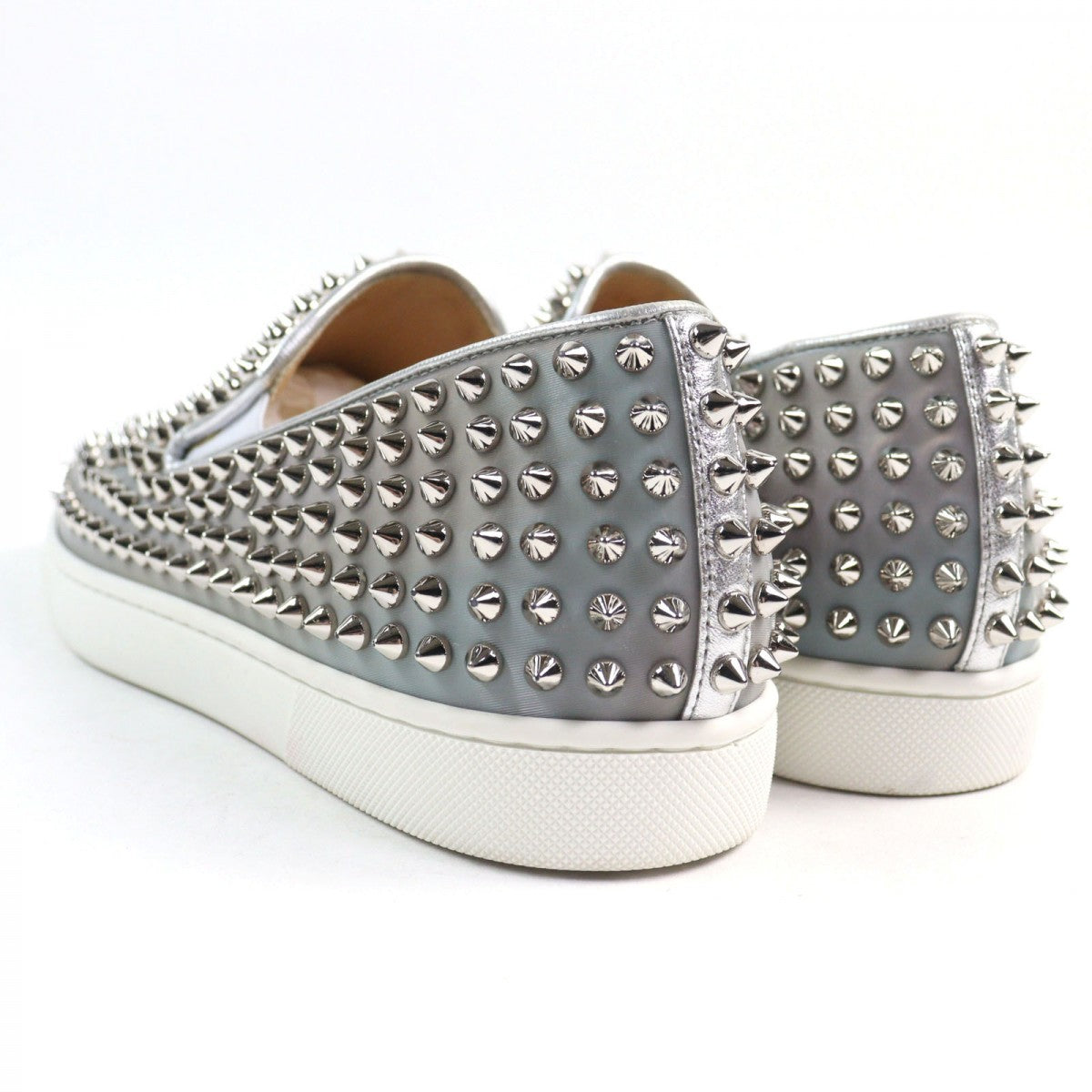 Christian Louboutin Slip-on leather Aurora Silver Studs Roller boat 40