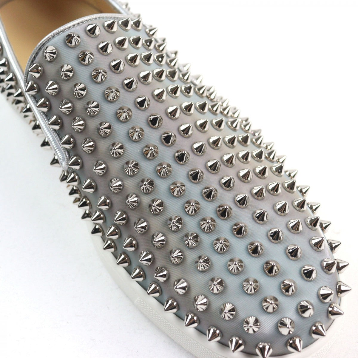 Christian Louboutin Slip-on leather Aurora Silver Studs Roller boat 40