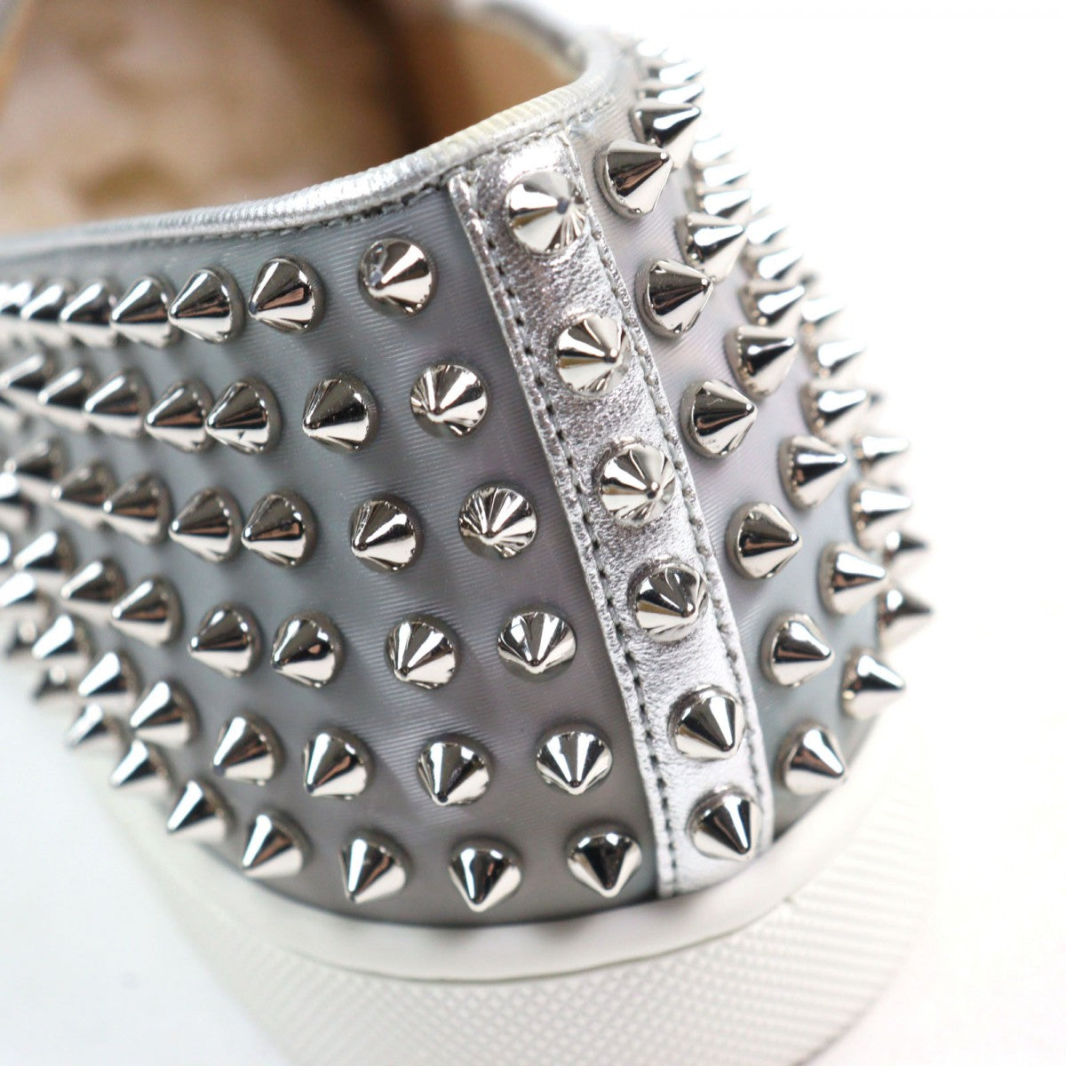 Christian Louboutin Slip-on leather Aurora Silver Studs Roller boat 40