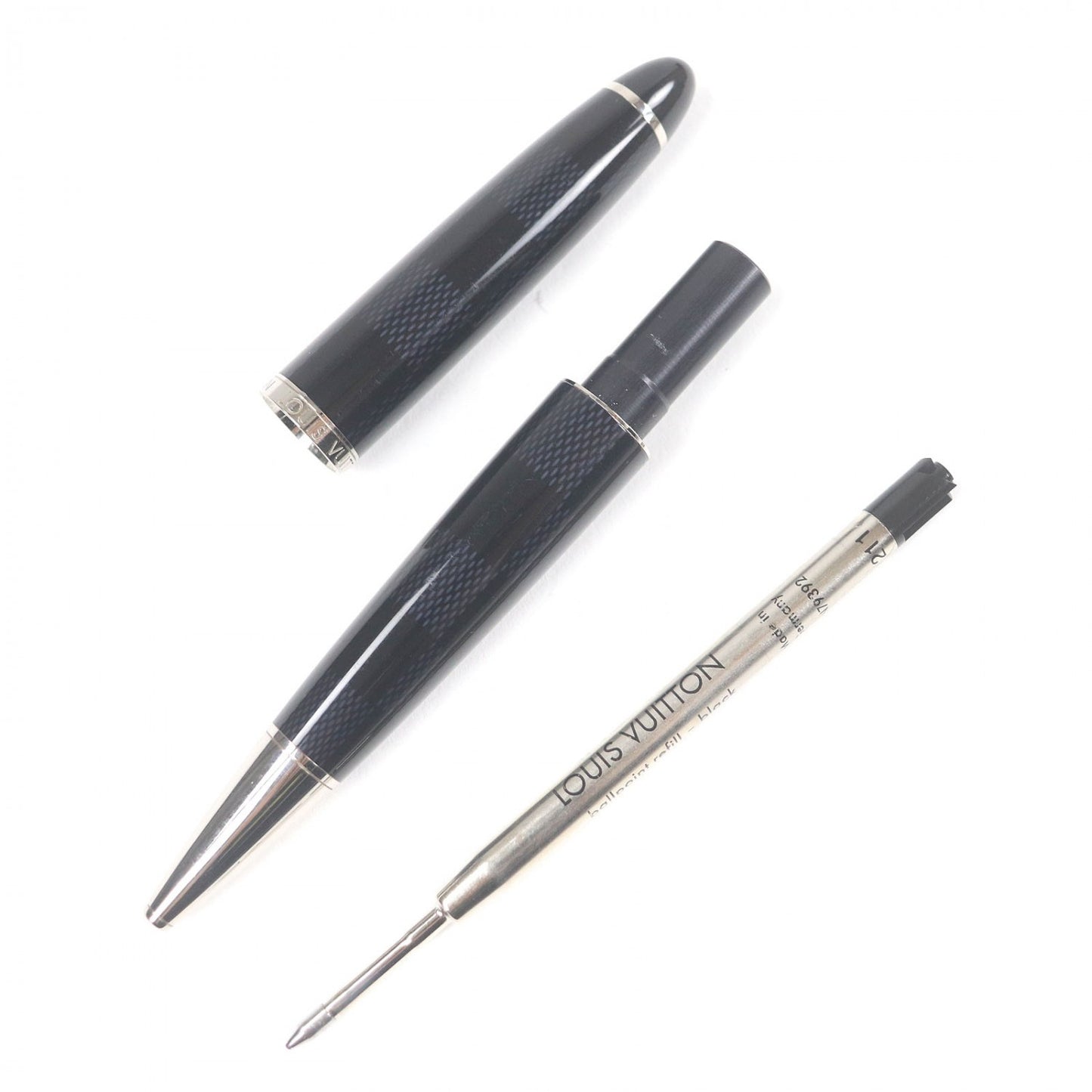 LOUIS VUITTON Ballpoint pen N79003 lacquer Black Silver Grand Tour Damier Graphite