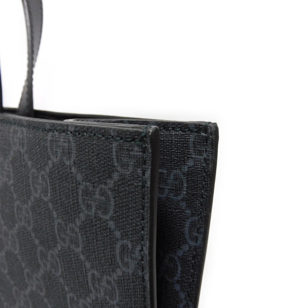 GUCCI Tote Bag 495559 K5IAN 1095 Soft GG Supreme canvas (polyurethane finish) x Calfskin black Soft GG Supreme Web stripe tote