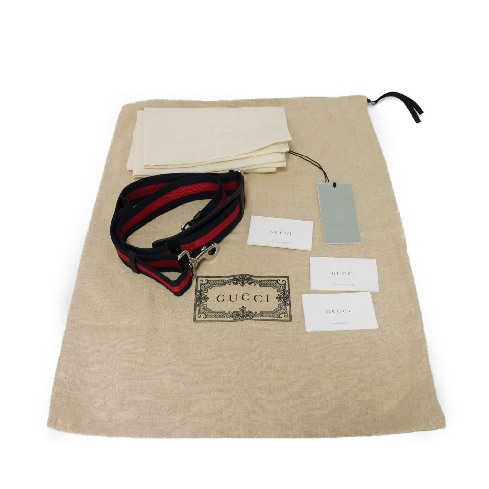 GUCCI Tote Bag 495559 K5IAN 1095 Soft GG Supreme canvas (polyurethane finish) x Calfskin black Soft GG Supreme Web stripe tote