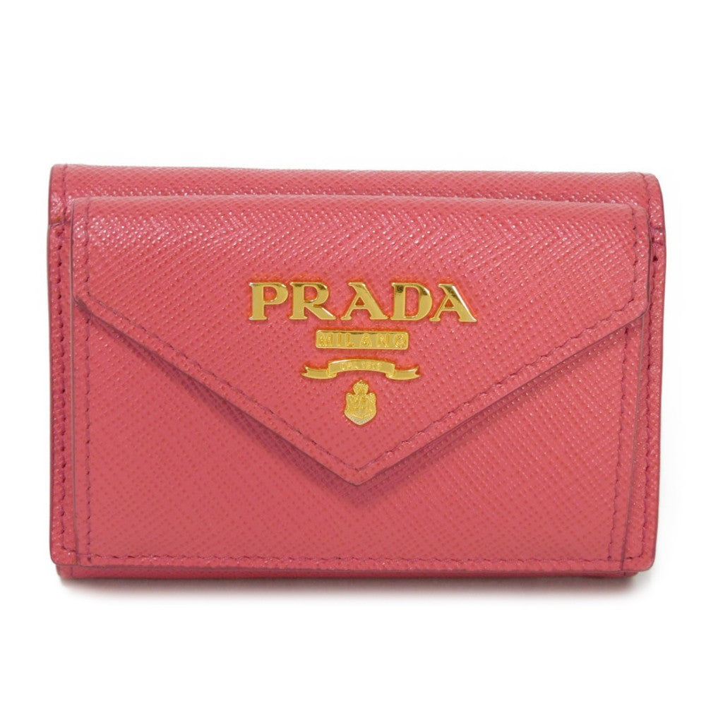 PRADA Tri-fold wallet 1MH021 QWA F0505 Safiano leather (stamped) Peonia logo metal Saffiano Mini Wallet