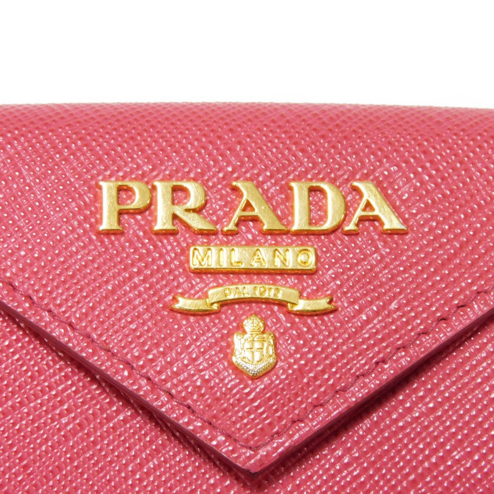 PRADA Tri-fold wallet 1MH021 QWA F0505 Safiano leather (stamped) Peonia logo metal Saffiano Mini Wallet