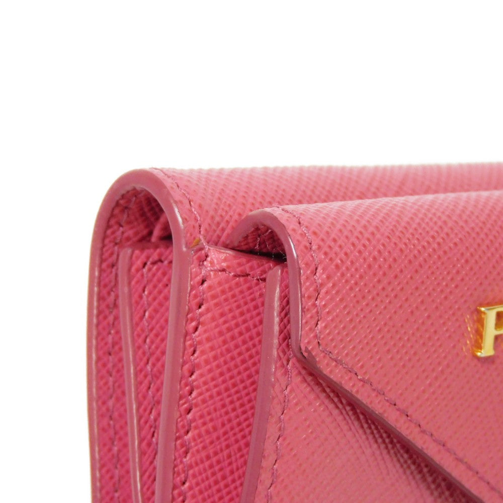 PRADA Tri-fold wallet 1MH021 QWA F0505 Safiano leather (stamped) Peonia logo metal Saffiano Mini Wallet