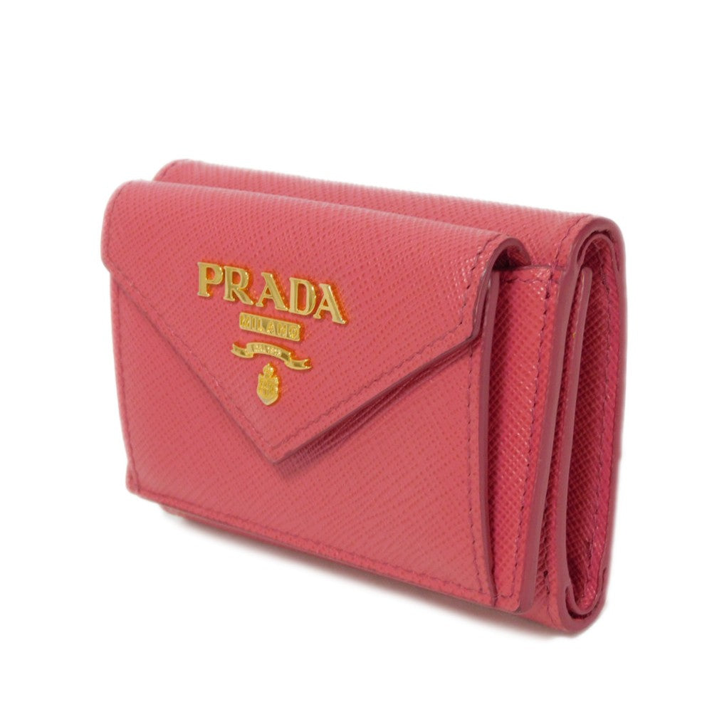 PRADA Tri-fold wallet 1MH021 QWA F0505 Safiano leather (stamped) Peonia logo metal Saffiano Mini Wallet