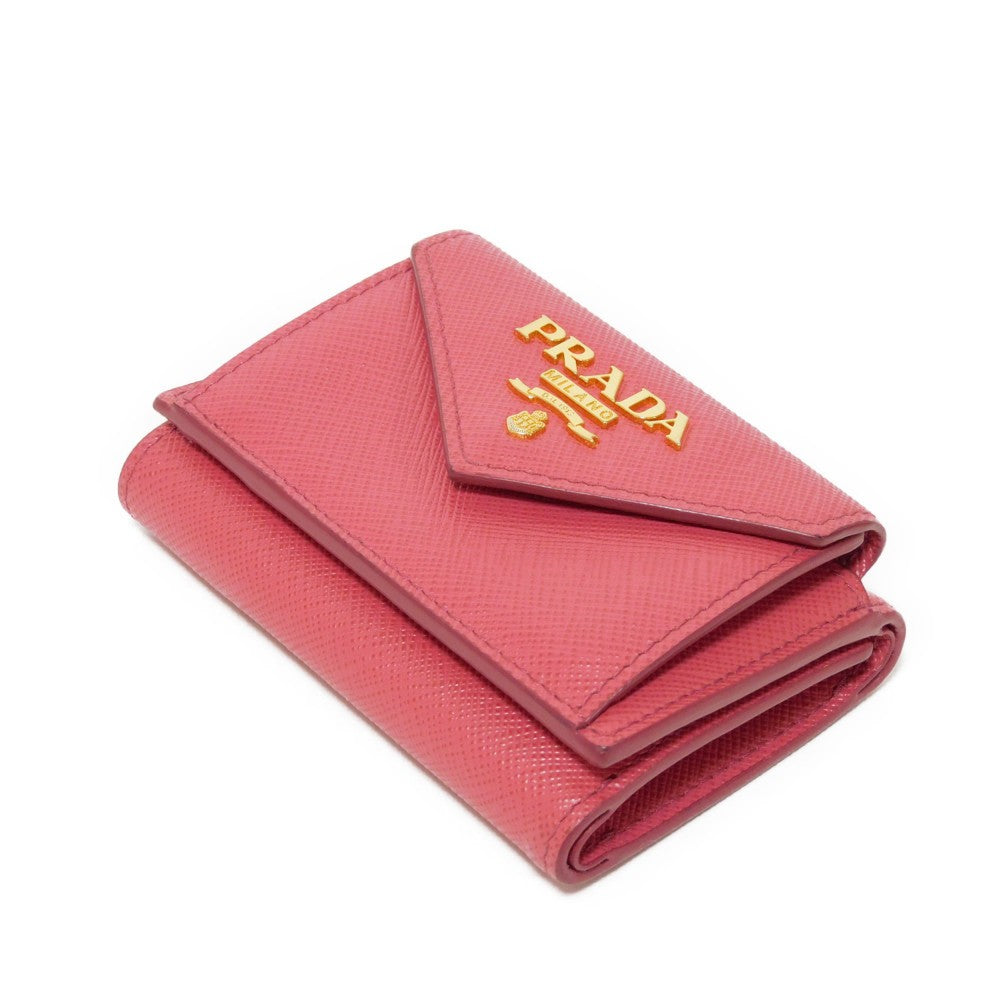 PRADA Tri-fold wallet 1MH021 QWA F0505 Safiano leather (stamped) Peonia logo metal Saffiano Mini Wallet