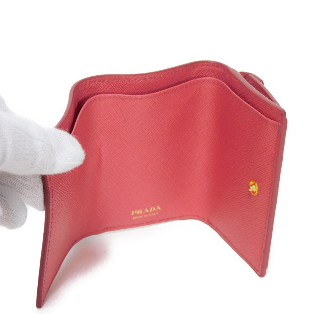PRADA Tri-fold wallet 1MH021 QWA F0505 Safiano leather (stamped) Peonia logo metal Saffiano Mini Wallet
