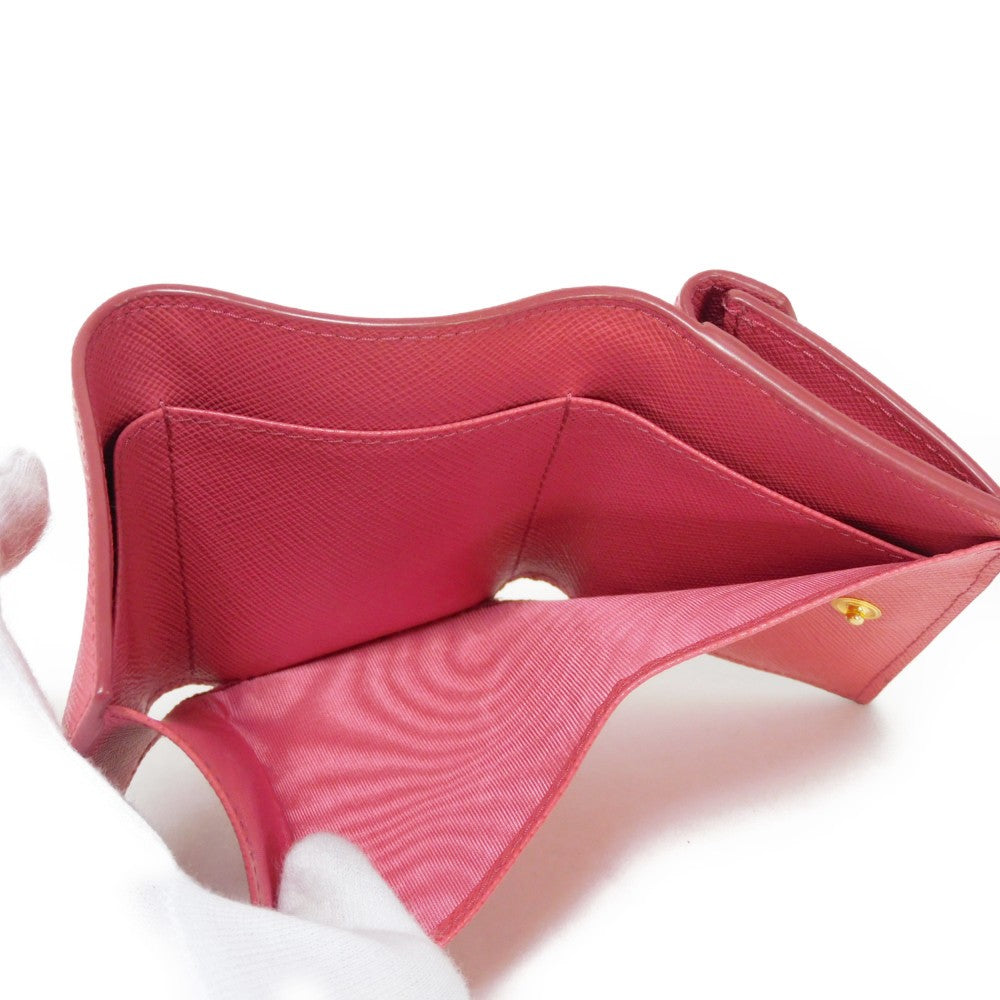 PRADA Tri-fold wallet 1MH021 QWA F0505 Safiano leather (stamped) Peonia logo metal Saffiano Mini Wallet