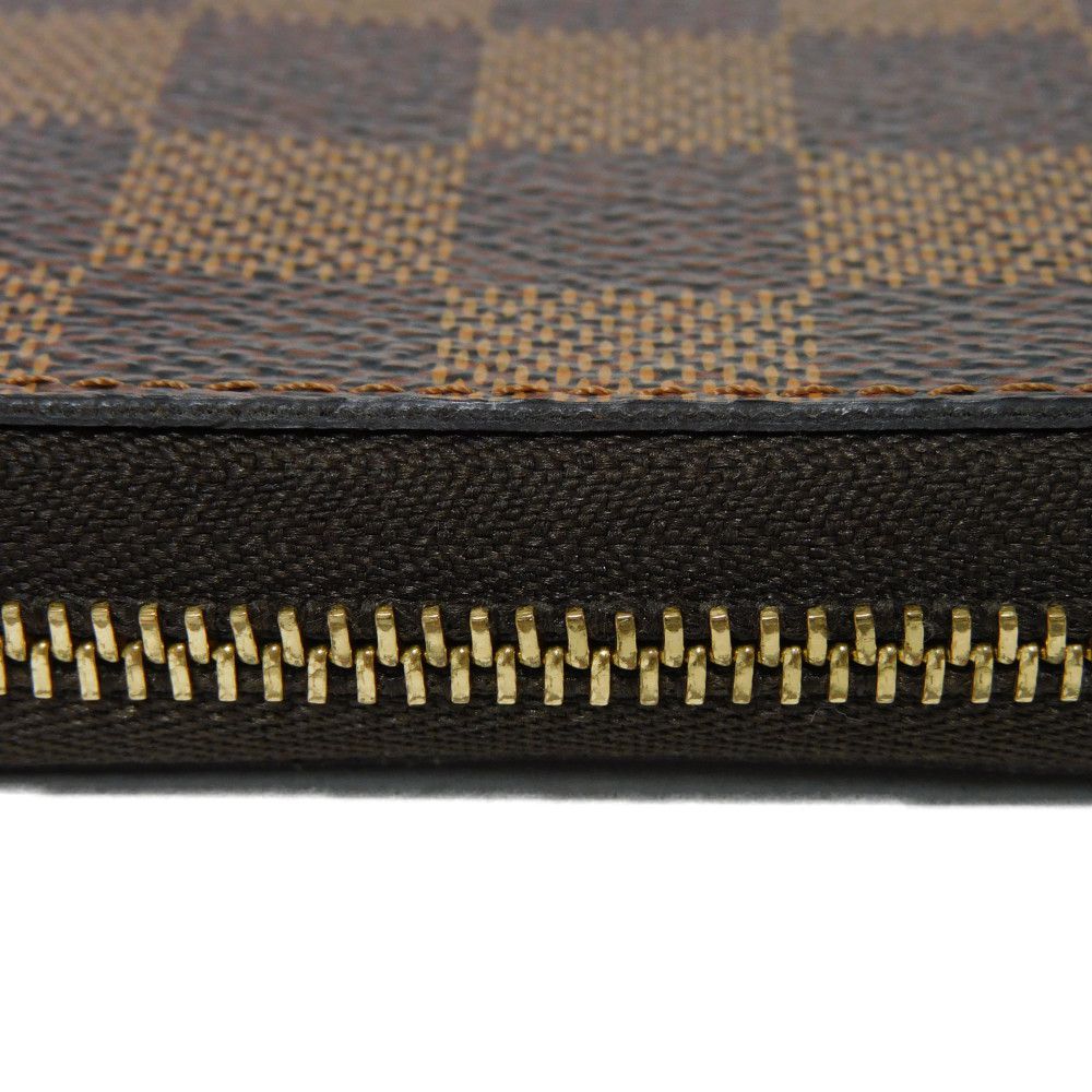 LOUIS VUITTON Coin case N63070 Damier canvas x grain leather (embossed) Ebene Damier Zippy coin purse