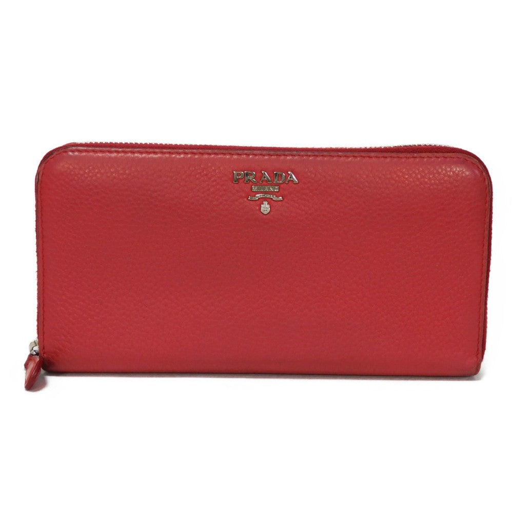 PRADA Long Wallet Purse 1ML506 2E8V F001 Calf leather Rosso logo metal Vitello Phoenix Zip Around Wallet
