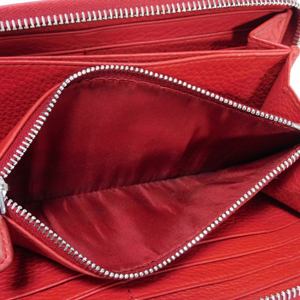 PRADA Long Wallet Purse 1ML506 2E8V F001 Calf leather Rosso logo metal Vitello Phoenix Zip Around Wallet