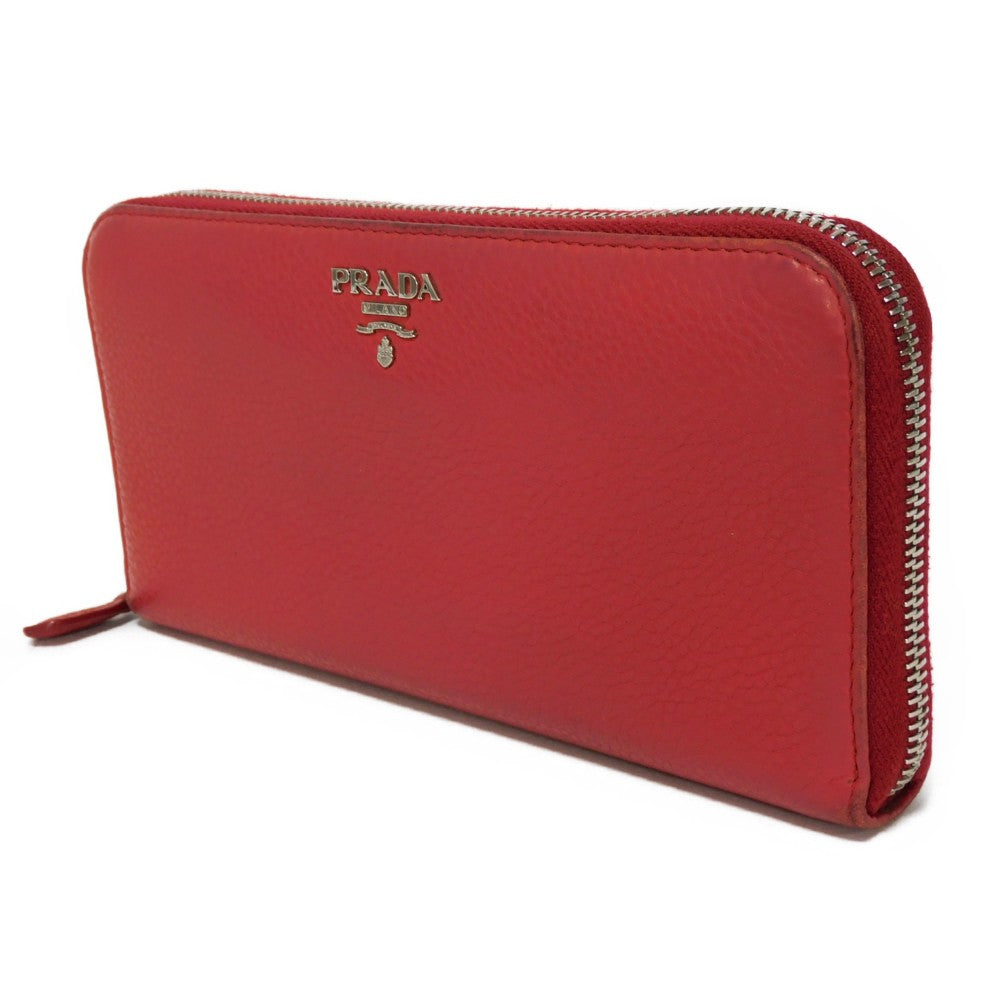 PRADA Long Wallet Purse 1ML506 2E8V F001 Calf leather Rosso logo metal Vitello Phoenix Zip Around Wallet