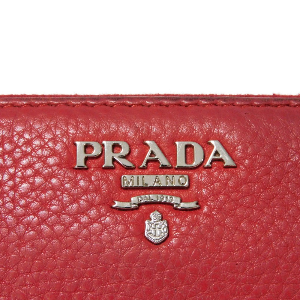 PRADA Long Wallet Purse 1ML506 2E8V F001 Calf leather Rosso logo metal Vitello Phoenix Zip Around Wallet