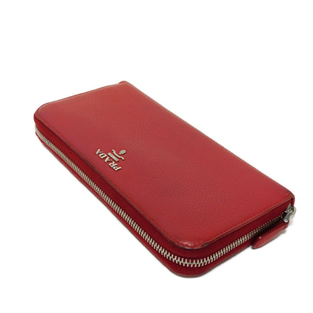 PRADA Long Wallet Purse 1ML506 2E8V F001 Calf leather Rosso logo metal Vitello Phoenix Zip Around Wallet