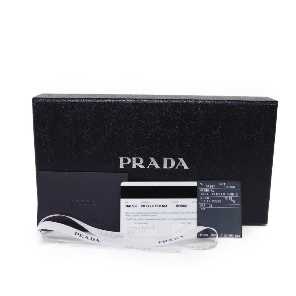 PRADA Long Wallet Purse 1ML506 2E8V F001 Calf leather Rosso logo metal Vitello Phoenix Zip Around Wallet