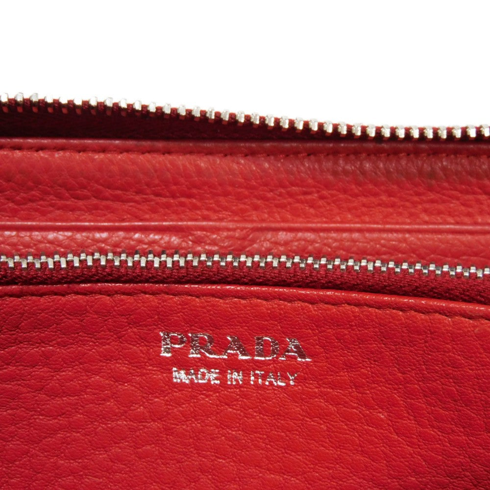 PRADA Long Wallet Purse 1ML506 2E8V F001 Calf leather Rosso logo metal Vitello Phoenix Zip Around Wallet