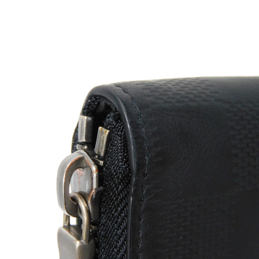 LOUIS VUITTON Long Wallet Purse N63548 Anfini Leather (Damie embossed) onyx Damier Anfini Zippy Wallet Vertical