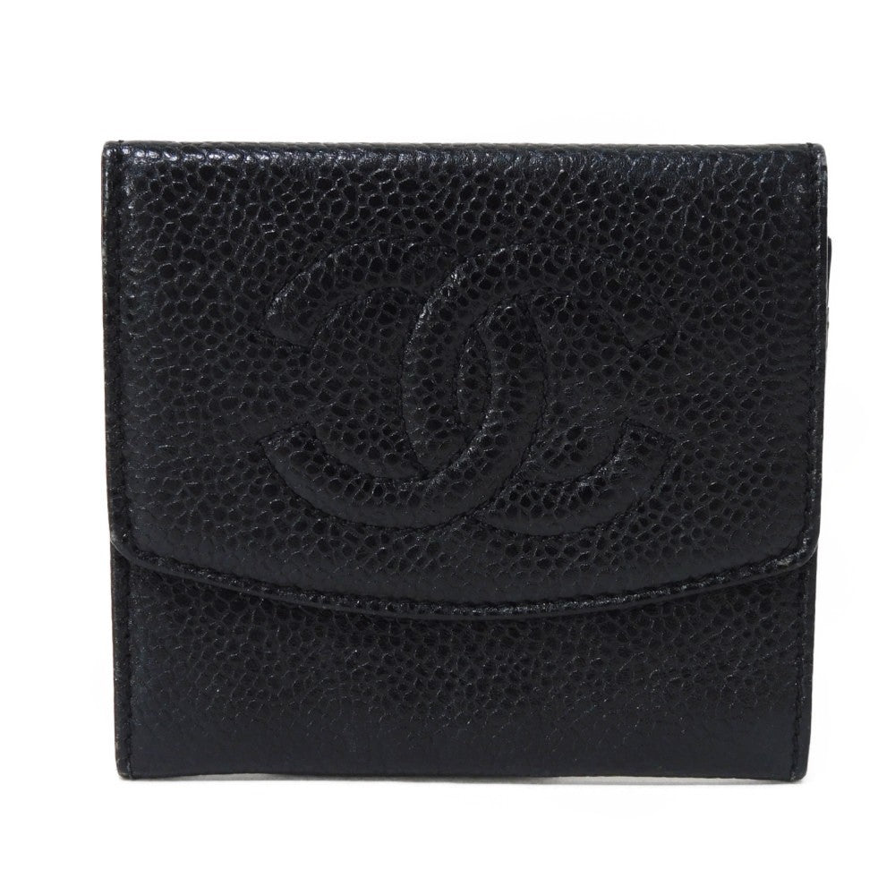CHANEL Coin case Caviar skin black Big Coco Compact flap wallet