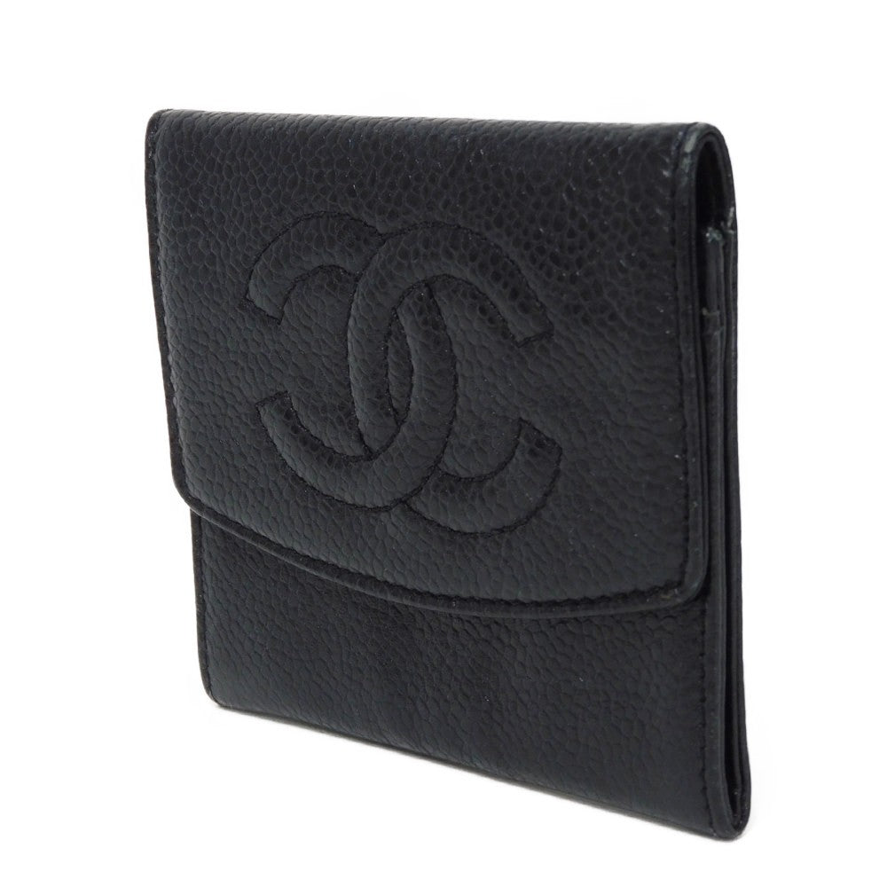 CHANEL Coin case Caviar skin black Big Coco Compact flap wallet