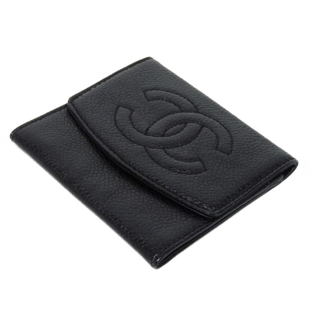 CHANEL Coin case Caviar skin black Big Coco Compact flap wallet