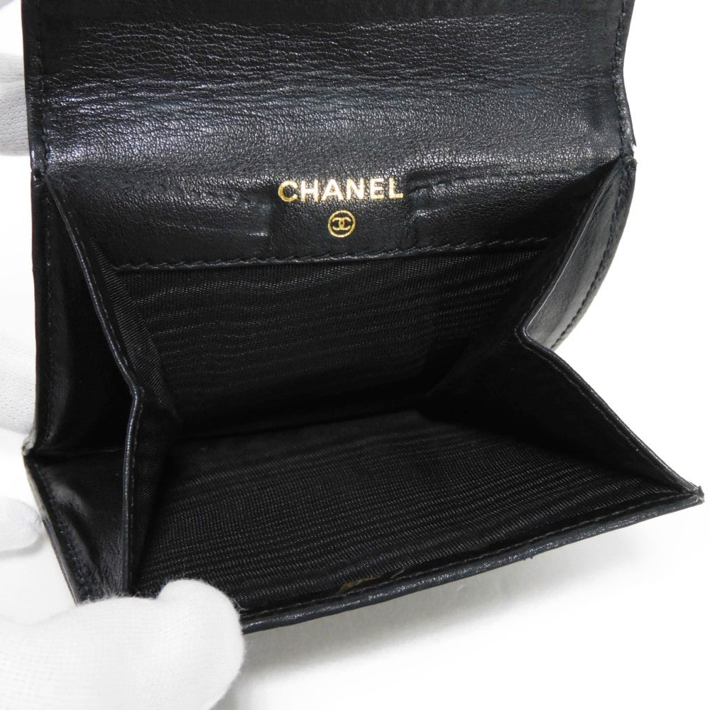 CHANEL Coin case Caviar skin black Big Coco Compact flap wallet