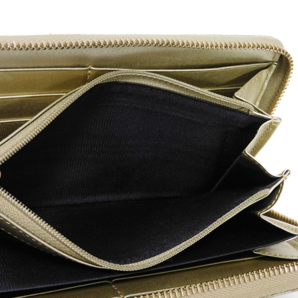 GUCCI Long Wallet Purse 388680 GG striped leather Champagne Gold Micro GG Shima Guccissima Ribbon Zip Around Wallet