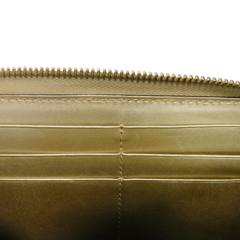 GUCCI Long Wallet Purse 388680 GG striped leather Champagne Gold Micro GG Shima Guccissima Ribbon Zip Around Wallet