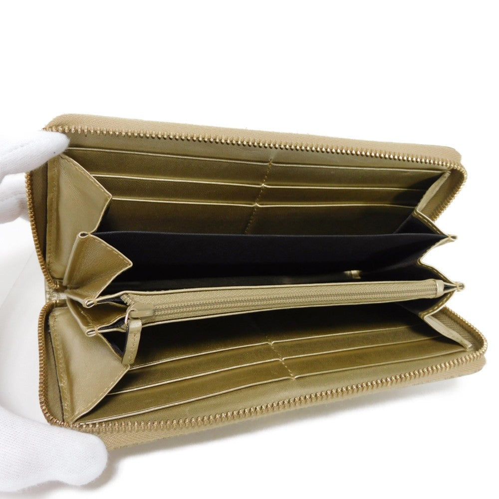GUCCI Long Wallet Purse 388680 GG striped leather Champagne Gold Micro GG Shima Guccissima Ribbon Zip Around Wallet
