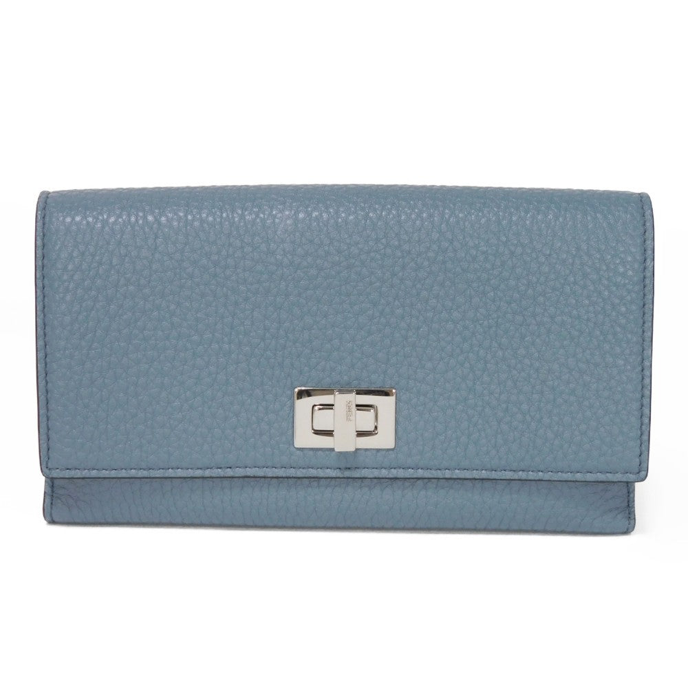 FENDI Long Wallet Purse 8M0437 A91B F09VN Calf leather (embossed) blue Celeria Peekaboo Continental Wallet