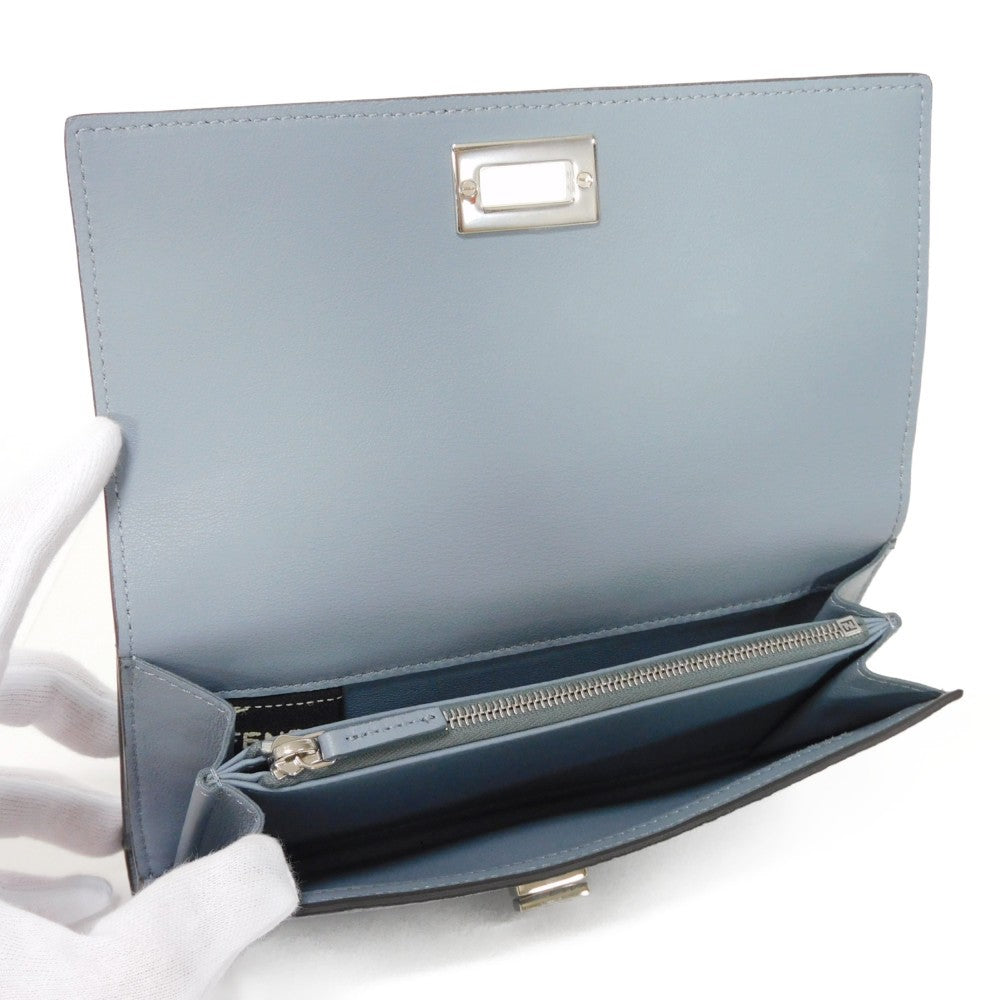 FENDI Long Wallet Purse 8M0437 A91B F09VN Calf leather (embossed) blue Celeria Peekaboo Continental Wallet