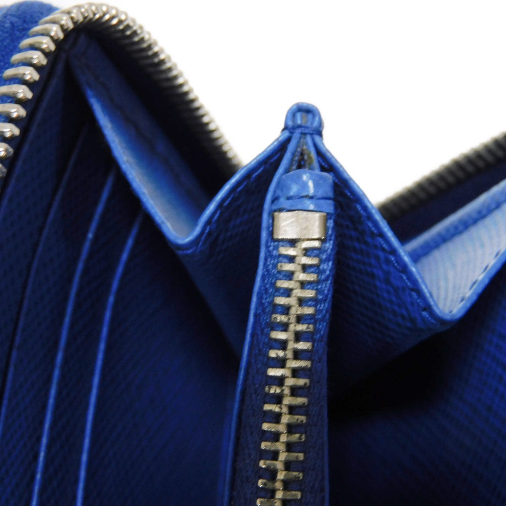 PRADA Long Wallet Purse 2ML317 Safiano leather (stamped) blue logo metal Saffiano striped round zip wallet