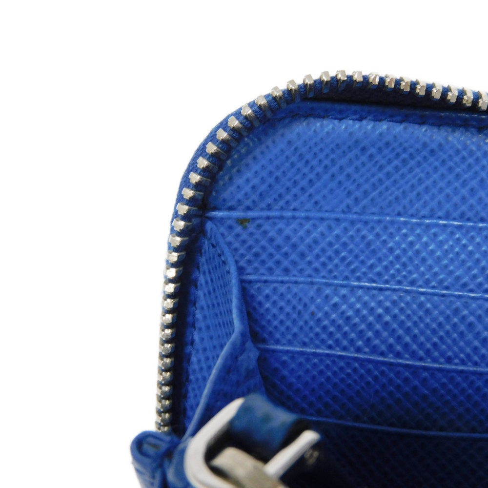 PRADA Long Wallet Purse 2ML317 Safiano leather (stamped) blue logo metal Saffiano striped round zip wallet