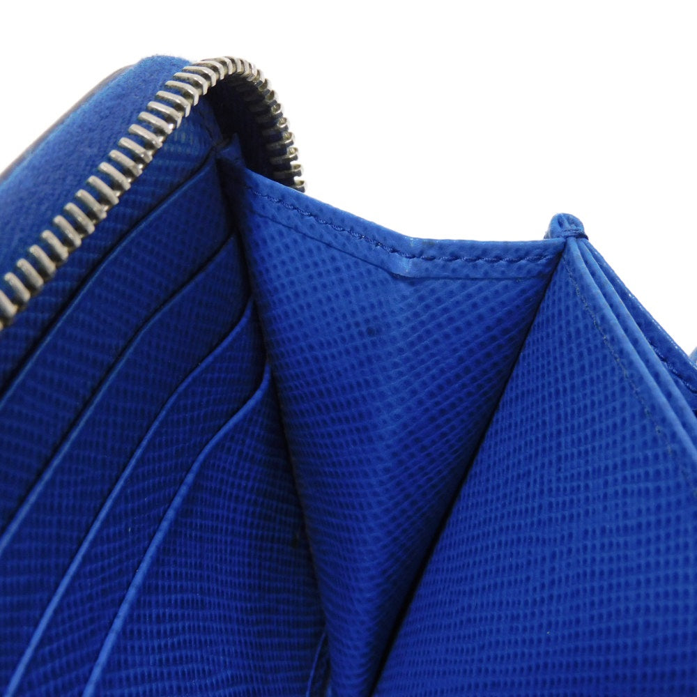 PRADA Long Wallet Purse 2ML317 Safiano leather (stamped) blue logo metal Saffiano striped round zip wallet