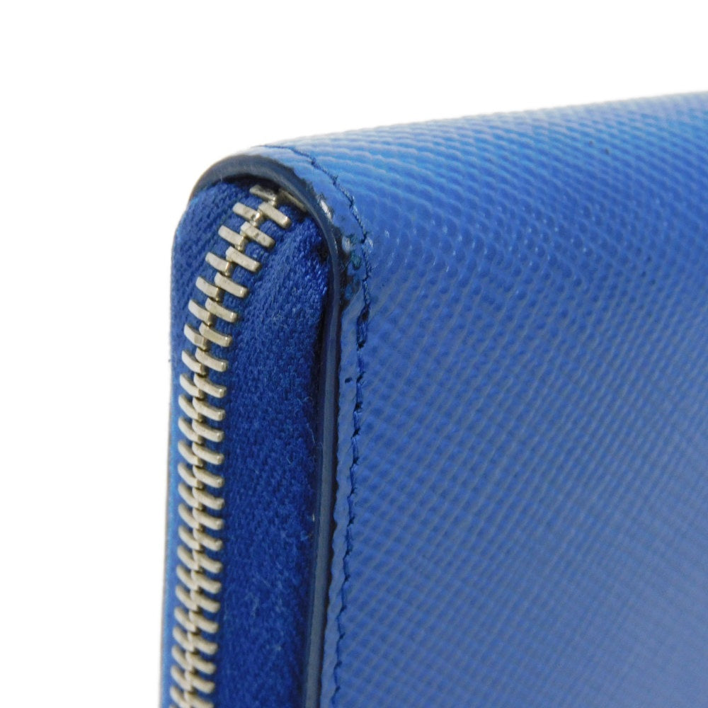 PRADA Long Wallet Purse 2ML317 Safiano leather (stamped) blue logo metal Saffiano striped round zip wallet