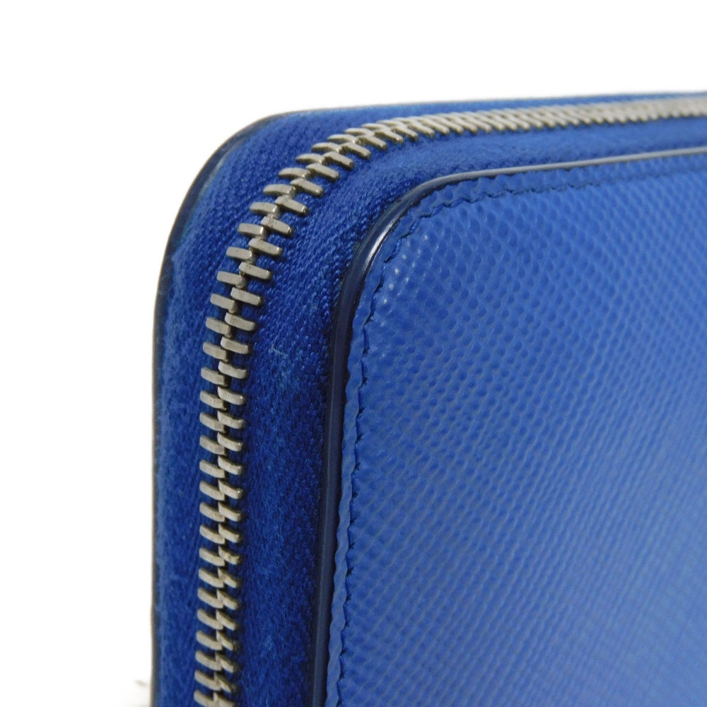 PRADA Long Wallet Purse 2ML317 Safiano leather (stamped) blue logo metal Saffiano striped round zip wallet